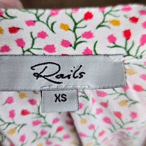 RAILS Renata long sleeve smocked v-neck midi dress in flower vines XS - Picture 5 of 15